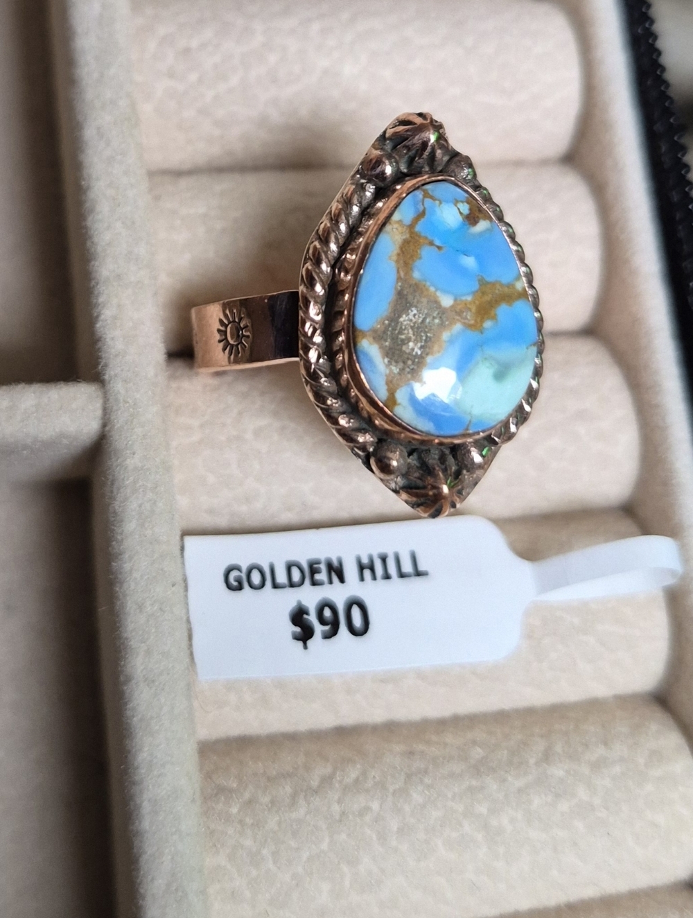 Golden Hill Turquoise Teardrop Ring in Copper
